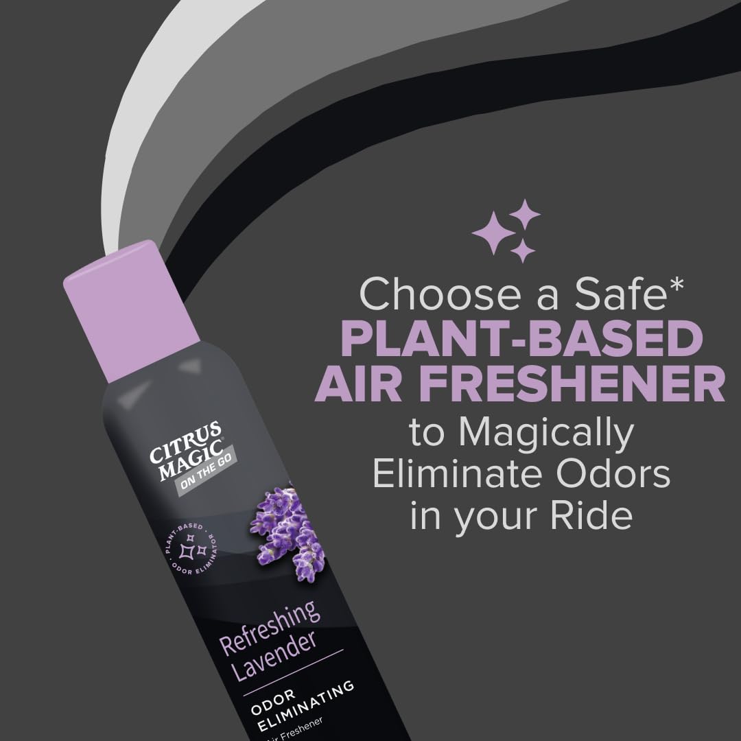 Citrus Magic On The Go Odor Eliminating Air Freshener Spray For Auto, Refreshing Lavender, 8-Ounce, Pack Of 2