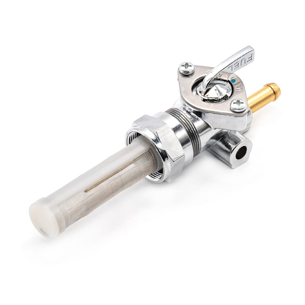 Onegercn 1975-2006 Harley Davidson 22mm Filtered Petcock STRAIGHT OUTLET Fuel Shut Off Valve - For Use with 1/4'' ID Fuel Hose -
