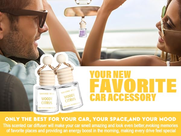 Car Air Freshener Diffuser 2 Pack, Hanging Air Freshener Woody Citrus Essential Oil Diffuser, Car Fresheners For Women And Men,