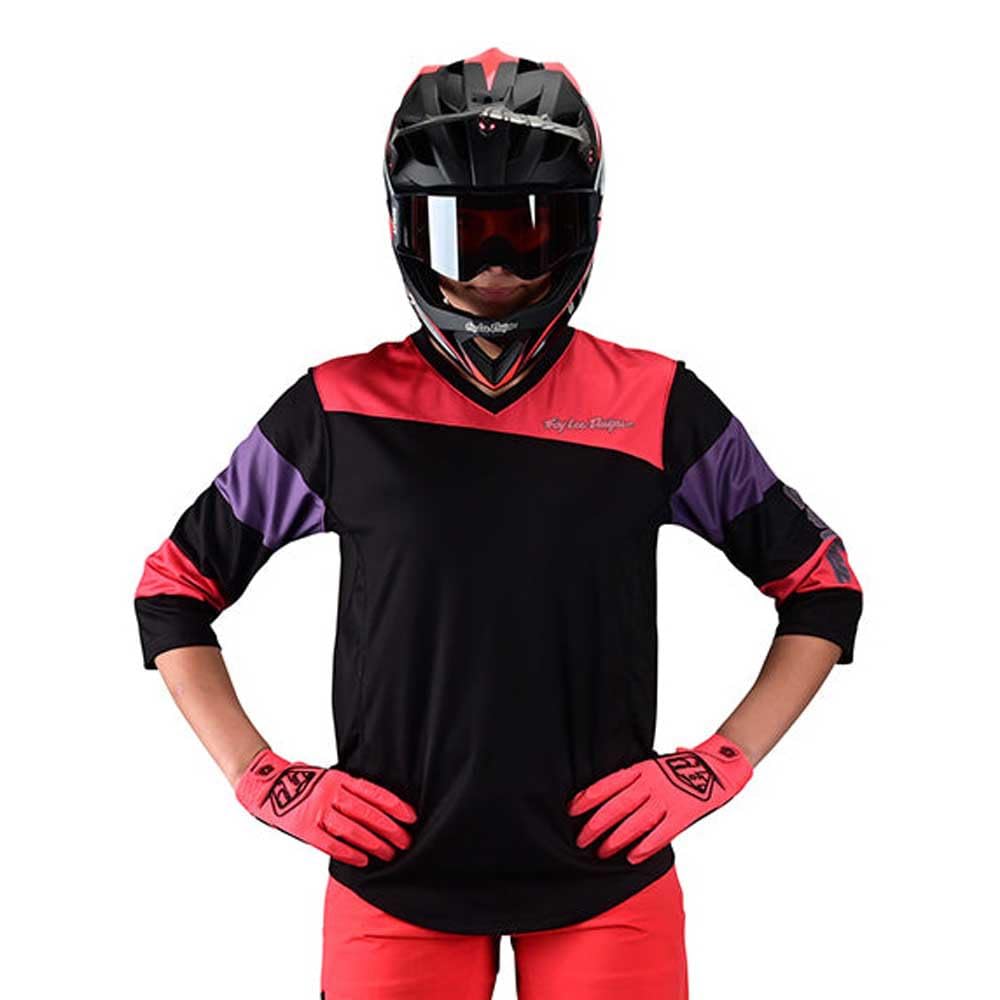 Troy Lee Designs Cycling MTB Bicycle Mountain Bike Jersey Shirt for Women, Mischief Rugby (Firecracker, Small)