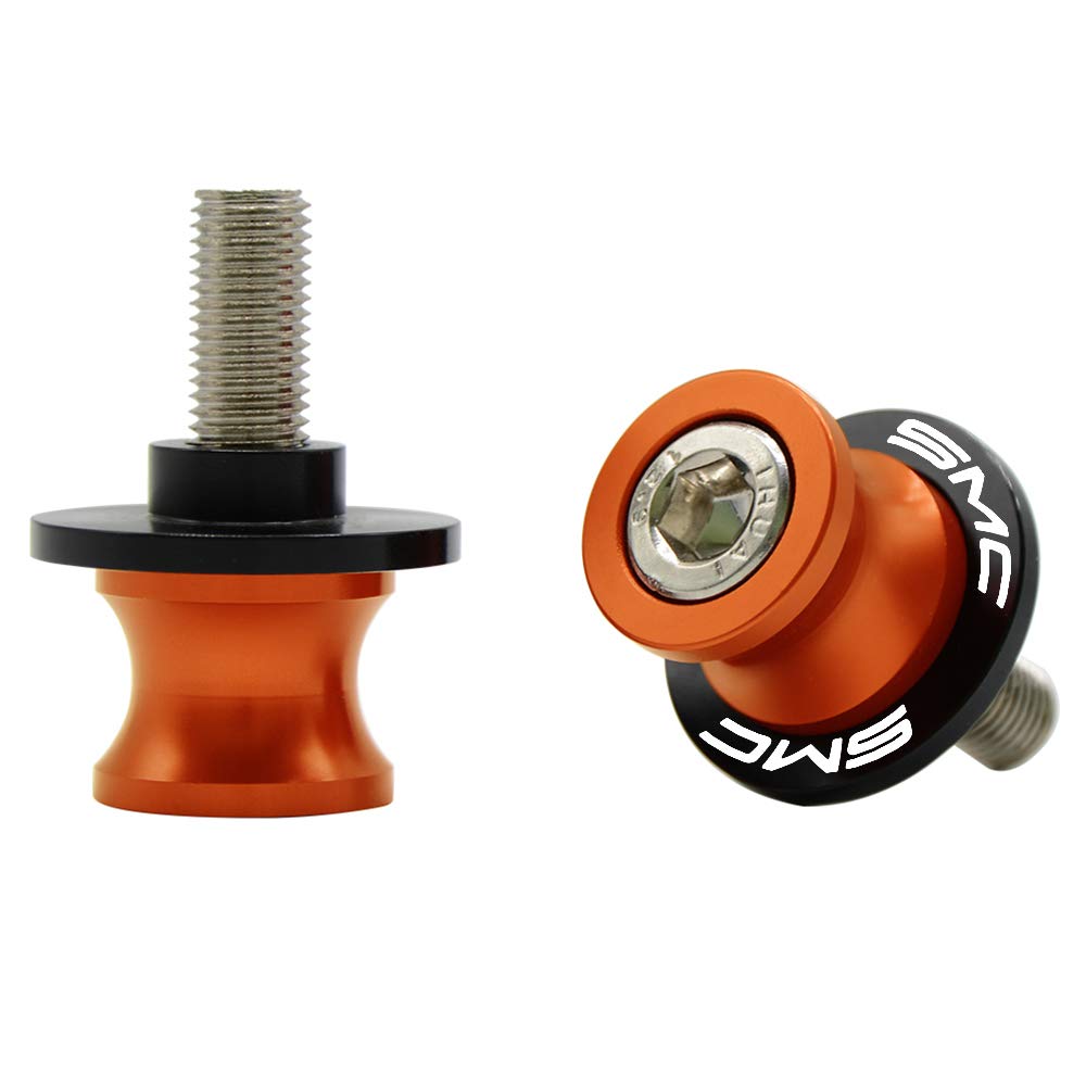 10Mm M10 X1.5 Motorcycle Swing Arm Sliders Spools Cnc Swing Arm Stand Screw, Fit With Smc 690 R Smc 790 Orange