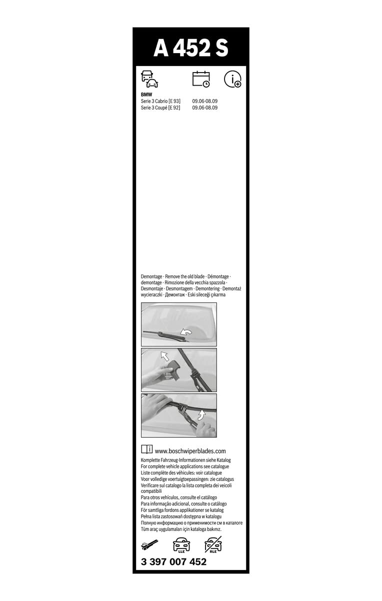 Bosch 3397007452 Aerotwin Oe Replacement Wiper Blades Driver & Passenger Side - Set Of 2 (24' & 18') Side Lock 19Mm