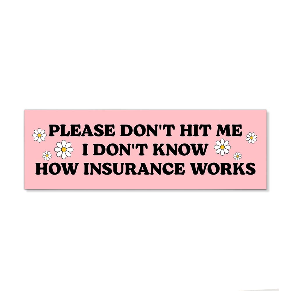 JMYROG Please Dont Hit Me Car Bumper Magnet Sticker, Sarcastic Dont Hit Waterproof Pink Car Sticker for Women Driver, Flora Hu