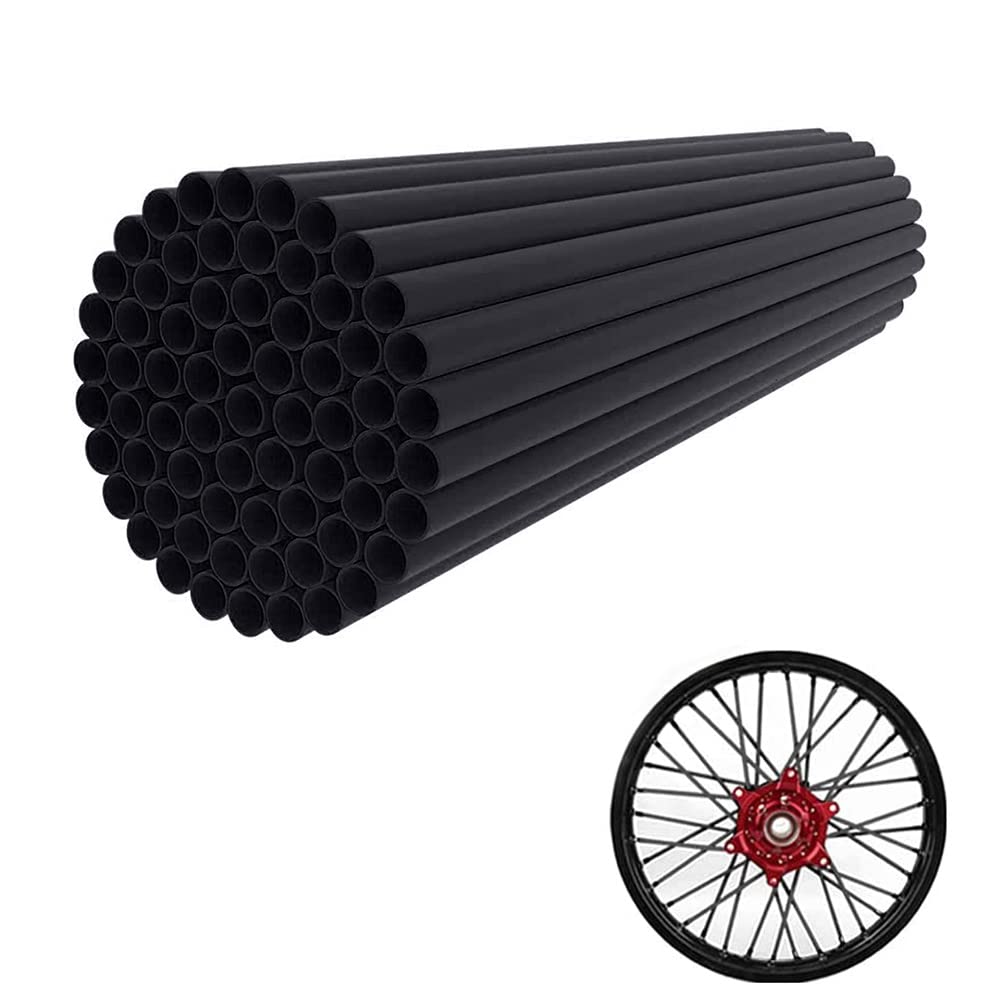Jfg Racing Spoke Skins Covers,72Pcs Black Dirt Bike Spoke Covers Wheel Rims Wraps Pipe Trim For 8-21 Rims,Universal For Motorcycle Bicycle Wheelchair Decoration