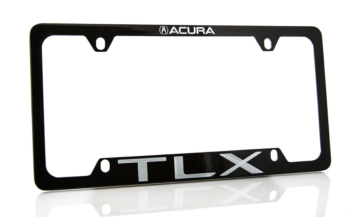 Acura TLX Metal License Plate Frame Holder - Black Coated Zinc, 4 Hole