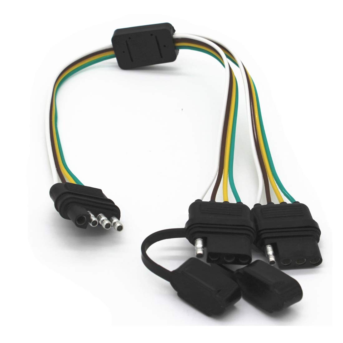 4 Way Y-Splitter Plug Universal For Tailgate Light Bar And Trailer Lights Plug & Play Adapter Extension Harness Wiring Plug 4 Pi