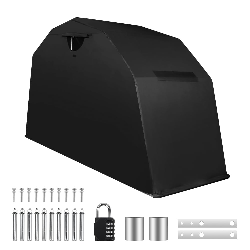 Proeze Heavy Duty Motorcycle Shelter Storage Sheds, 106.3''X 41.3''X 61.1'' Motorcycle Cover Waterproof Outdoor With Lock