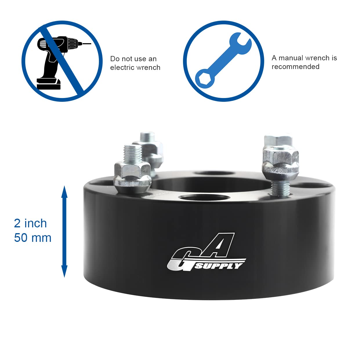 GAsupply ATV Wheel Spacers 2" 4x110 Black Adapters 74mm Hub Bore 10x1.25 Studs, Compatible with Honda/Suzuki/Bombard