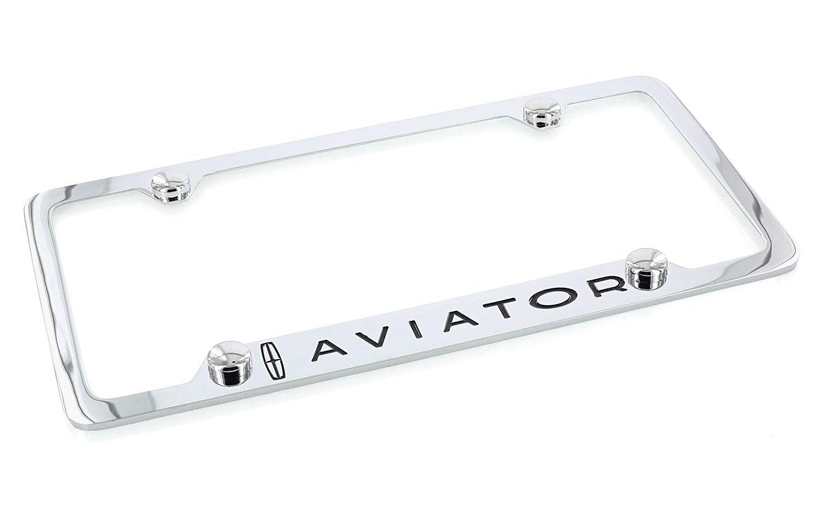 Aviator Wordmark With Lincoln Logo Chrome Plated Metal License Plate Frame Holder 4 Hole