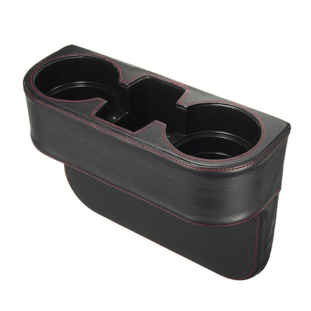 IOKONE Leather Car Cup Holder Organizer, Black, Model AST, for Mobile Phones and Accessories