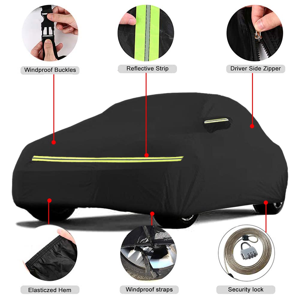 sportuli Waterproof Car Cover for 1960-1980 Volkswagen Beetle, 6 Layers, Polyester, with Door Zipper & Windproof Bands