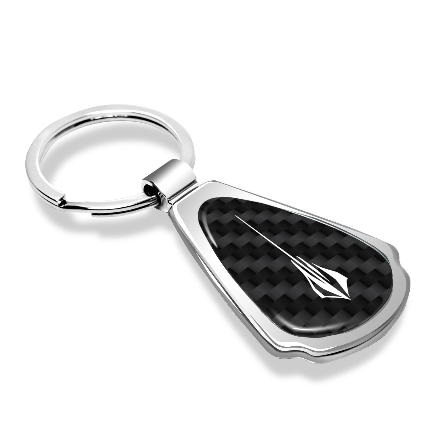 Ipick Image For Chevrolet Corvette C8 Stingray Real Black Carbon Fiber Chrome Metal Teardrop Key Chain Keychain, Official Licens