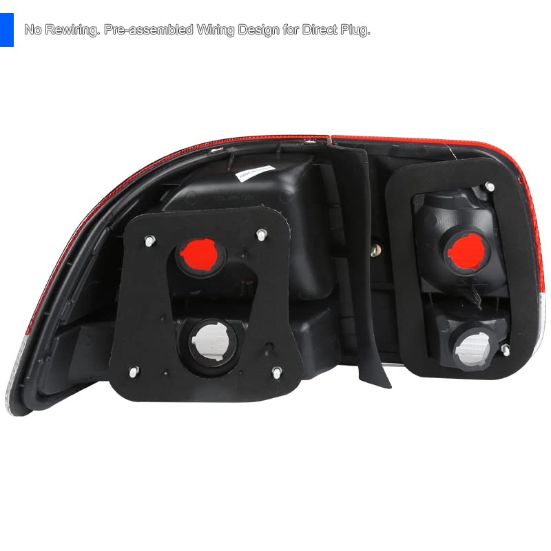 Spec-D Tuning Red Clear Lens Tail Lights Compatible With 1996-1998 Honda Civic 4-Door Sedan Left + Right Pair Assembly