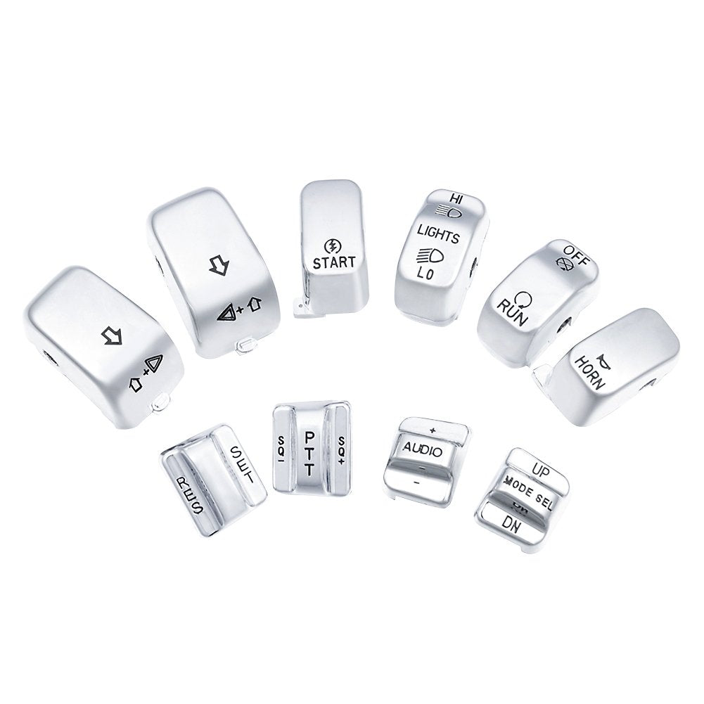 Amazicha Chrome Switch Housing Caps Set for Harley Davidson Electra Glide, Road King, Tri Glide 1996-2013 - Set 03