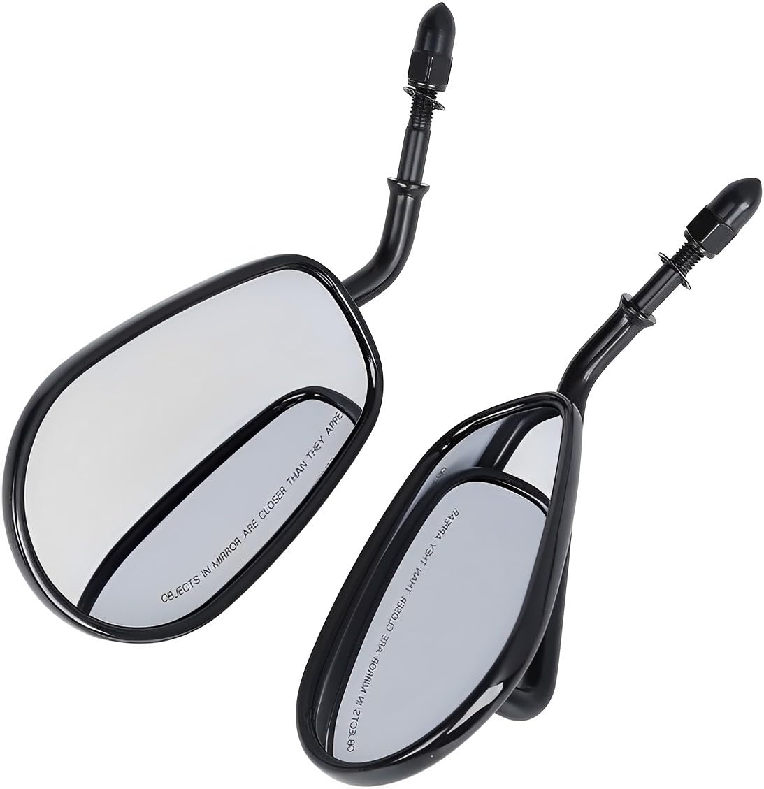 VPZMT 8mm Teardrop Rearview Mirrors for Harley Davidson - Black Zinc Alloy Shell