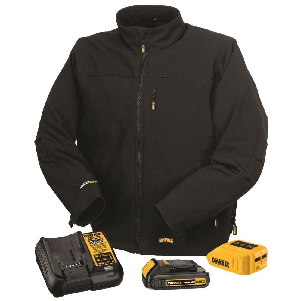 DEWALT Men's Heated Soft Shell Jacket Kit Black 2-XLarge