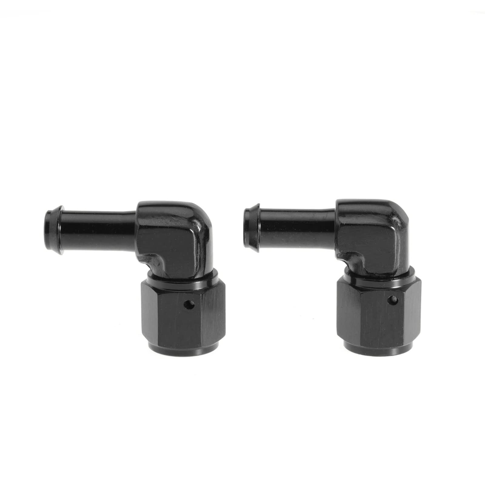 Female An6 To 3/8 Hose Fuel Fittings 90 Degree Swivel Oil Line Pipe Adapter Black 2Pcs