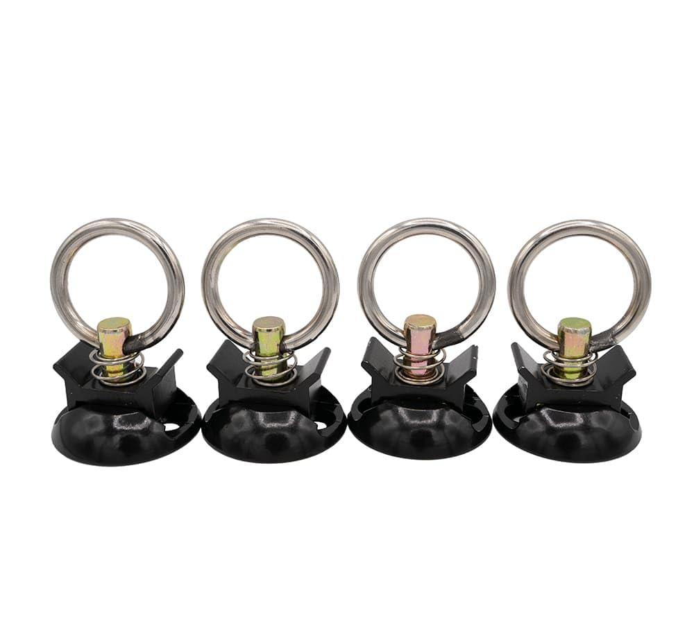 Mytee Products 22 Pieces Black L-Track Tie Down Kit with 2'' Round Anchor Point for Trucks or Trailers to Tie Down Your Boat, UT