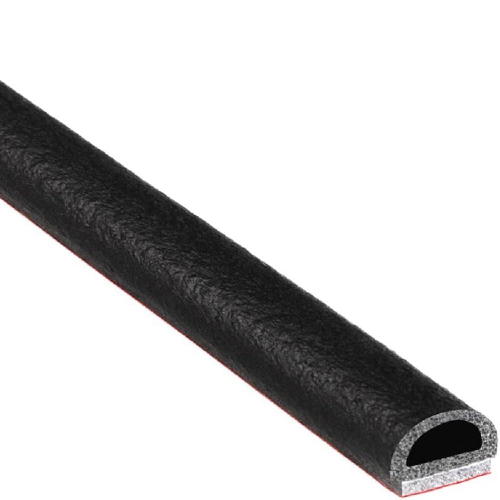 Trim-Lok D-Shaped Rubber Seal - .215    Height, .375    Width, 500 Length - Epdm Foam Seal W/Bt (3M) High Strength Bonded Tape,