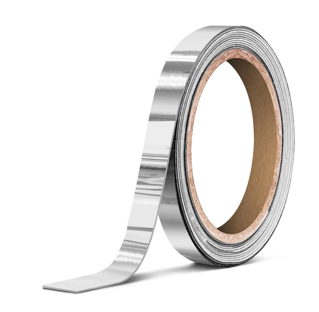 Vvivid Gloss Silver Chrome Air-Release Vinyl Adhesive Tape Roll (1/4 Inch X 30Ft)