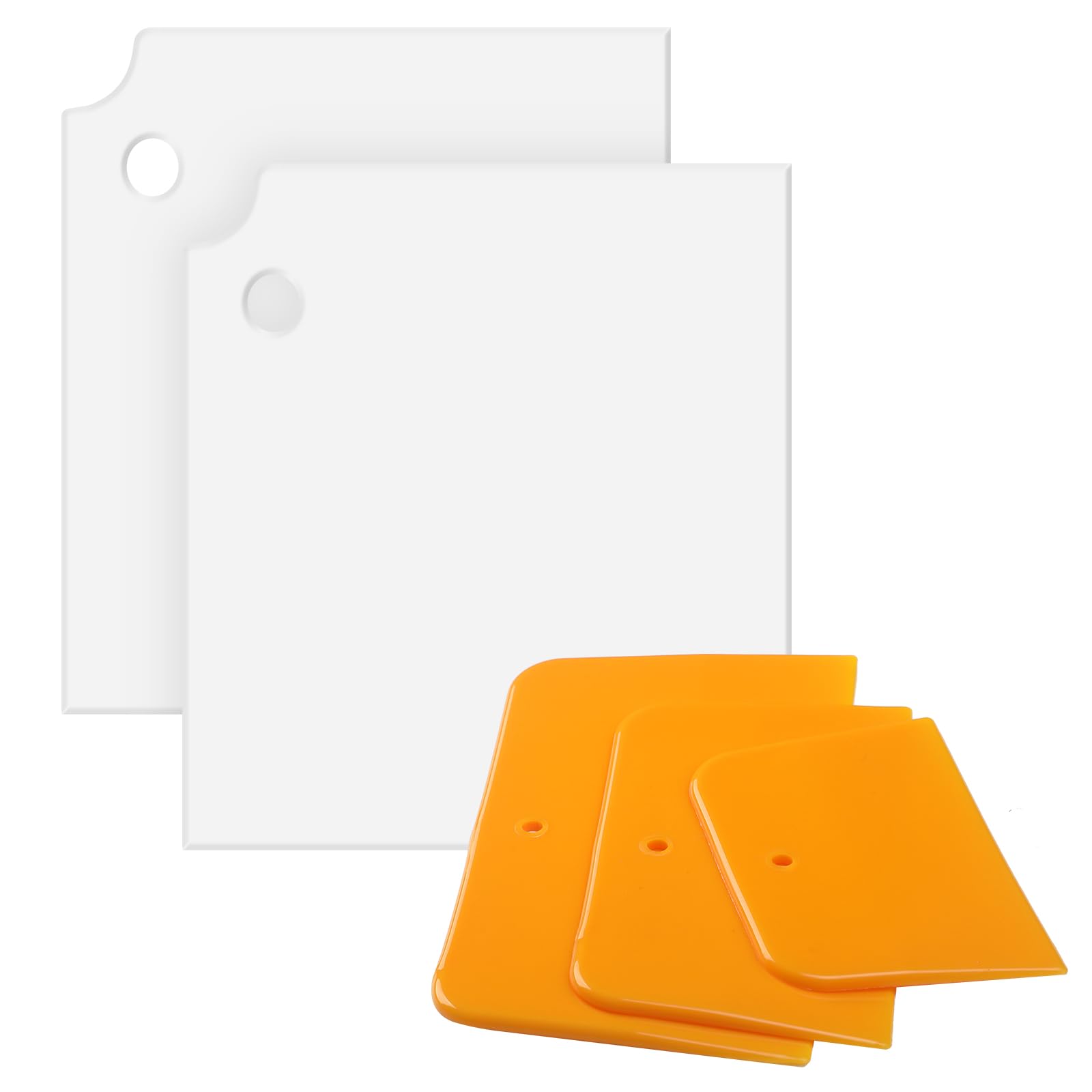 Minatee 2 Pcs 12 x 12 Inch Plastic Body Filler Mixing Board with 3 Pcs Reusable Body Filler Spreaders 4, 5, 6 Inch Plastic Sprea
