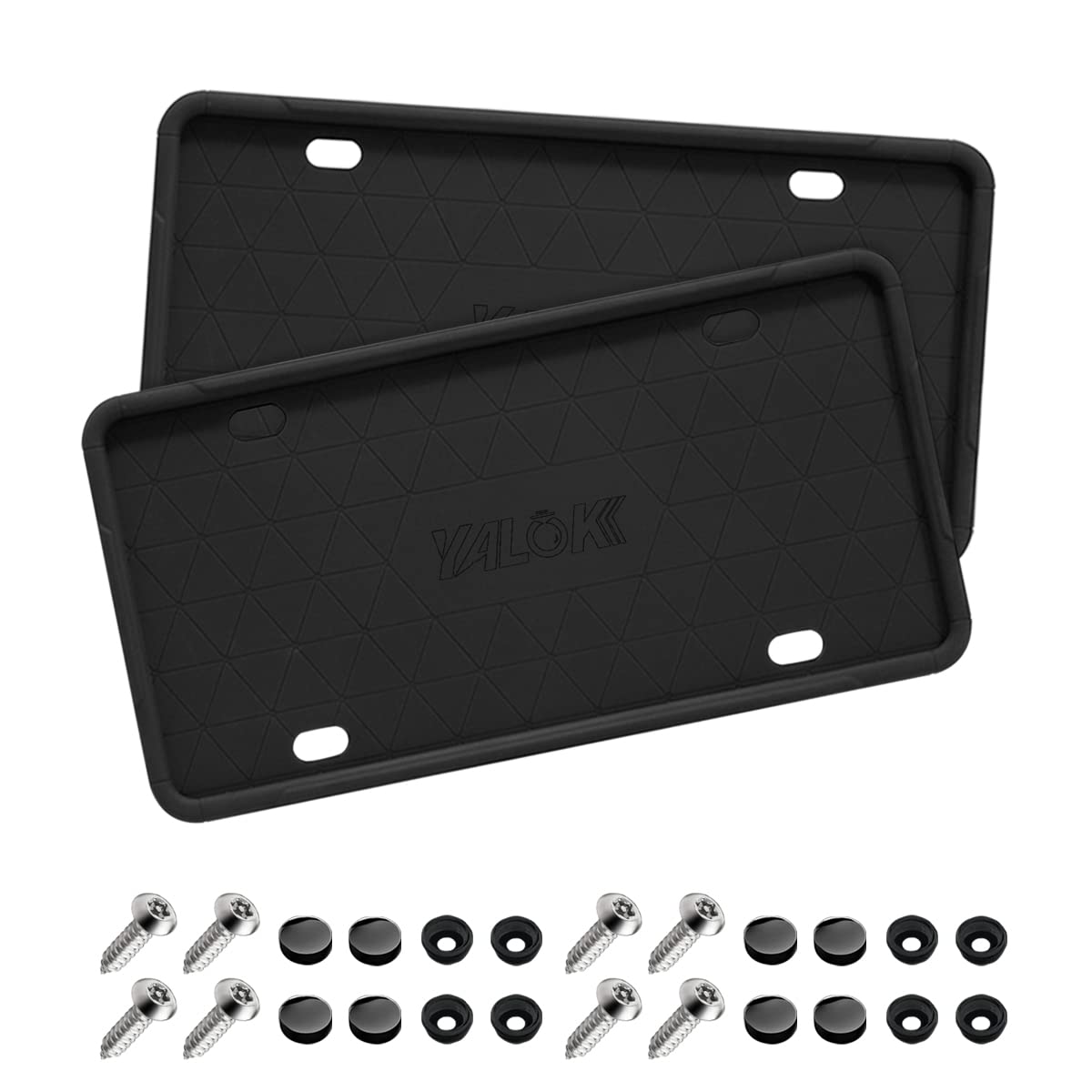 Car License Plate Frame, 2 Pcs Anti-Theft Universal Silicone License Plate Frame For Cars, Suvs, Vehicles, Rustproof License Plate Frame, Auto Accessories For Men & Women (Black/2Pcs)