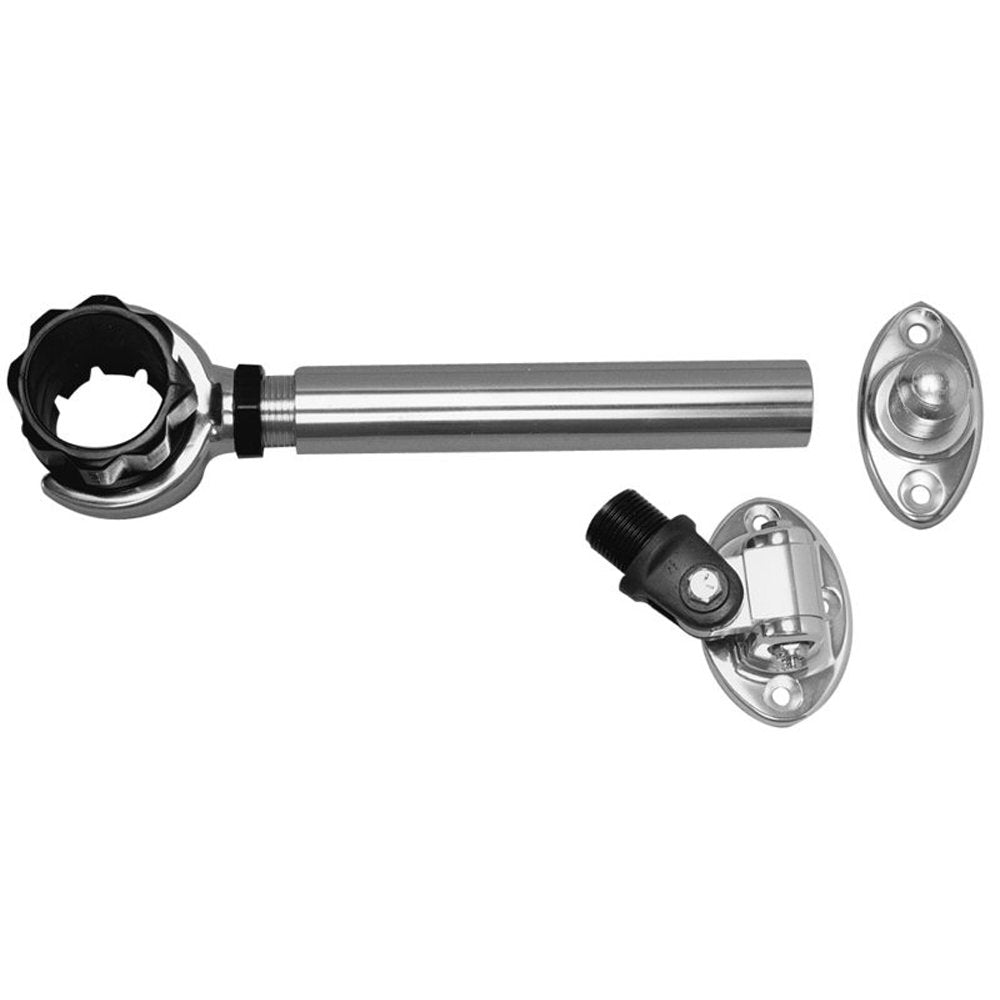 Rupp Threaded Antenna Support W/6 Flat Mount, Oval 4-Way Base & 1.5 Collar