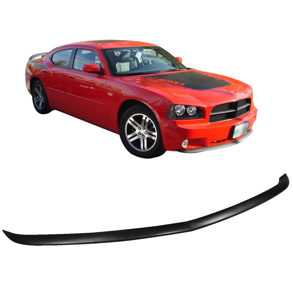Front Bumper Lip Compatible with 2006-2010 Dodge Charger Except SRT8 Model, Factory Style Black PU by IKON MOTORSPORTS, 2007 200