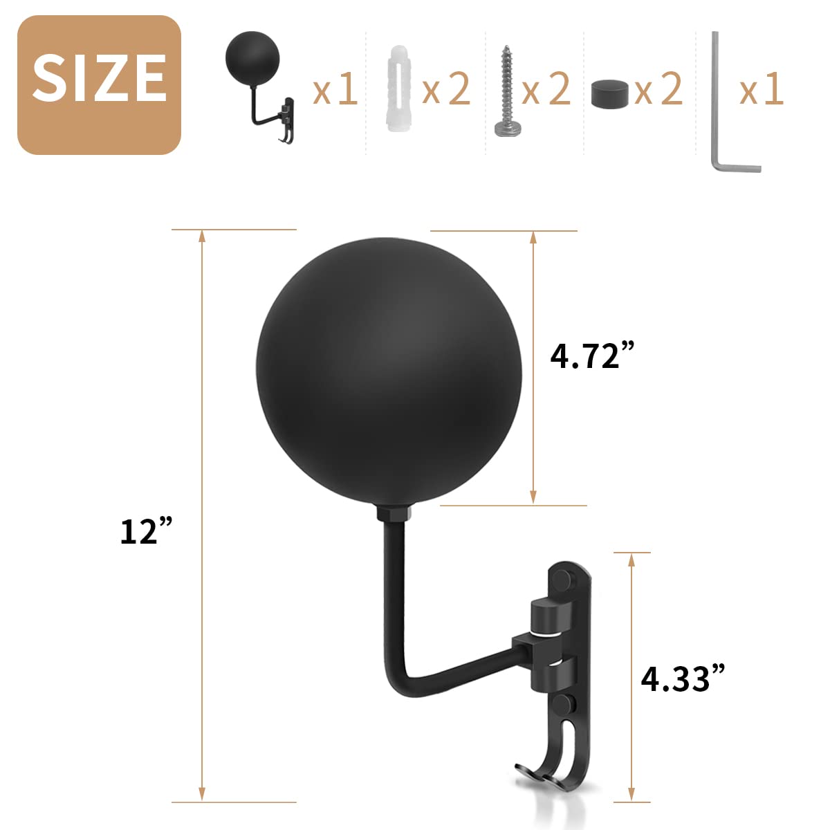 VUAOHIY Motorcycle Helmet Rack, Helmet Holder Wall Mount 180 Rotation Hanger with 2 Hook for Coats, Caps, Motorcycle Accessories