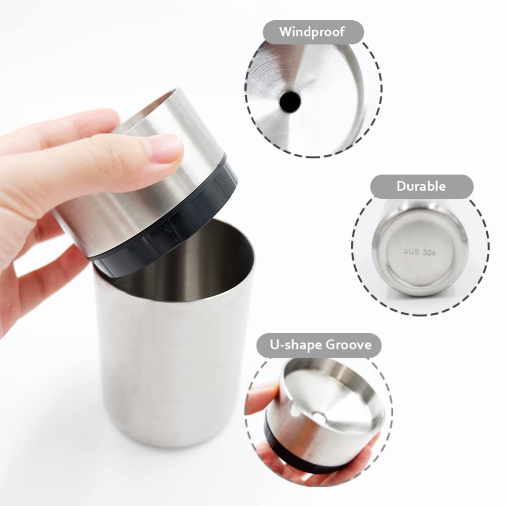 Jocha Car Ashtray With Lid Smell Proof Stainless Steel Portable Smokeless Detachable Windproof Self Extinguishing Butt Bucket As
