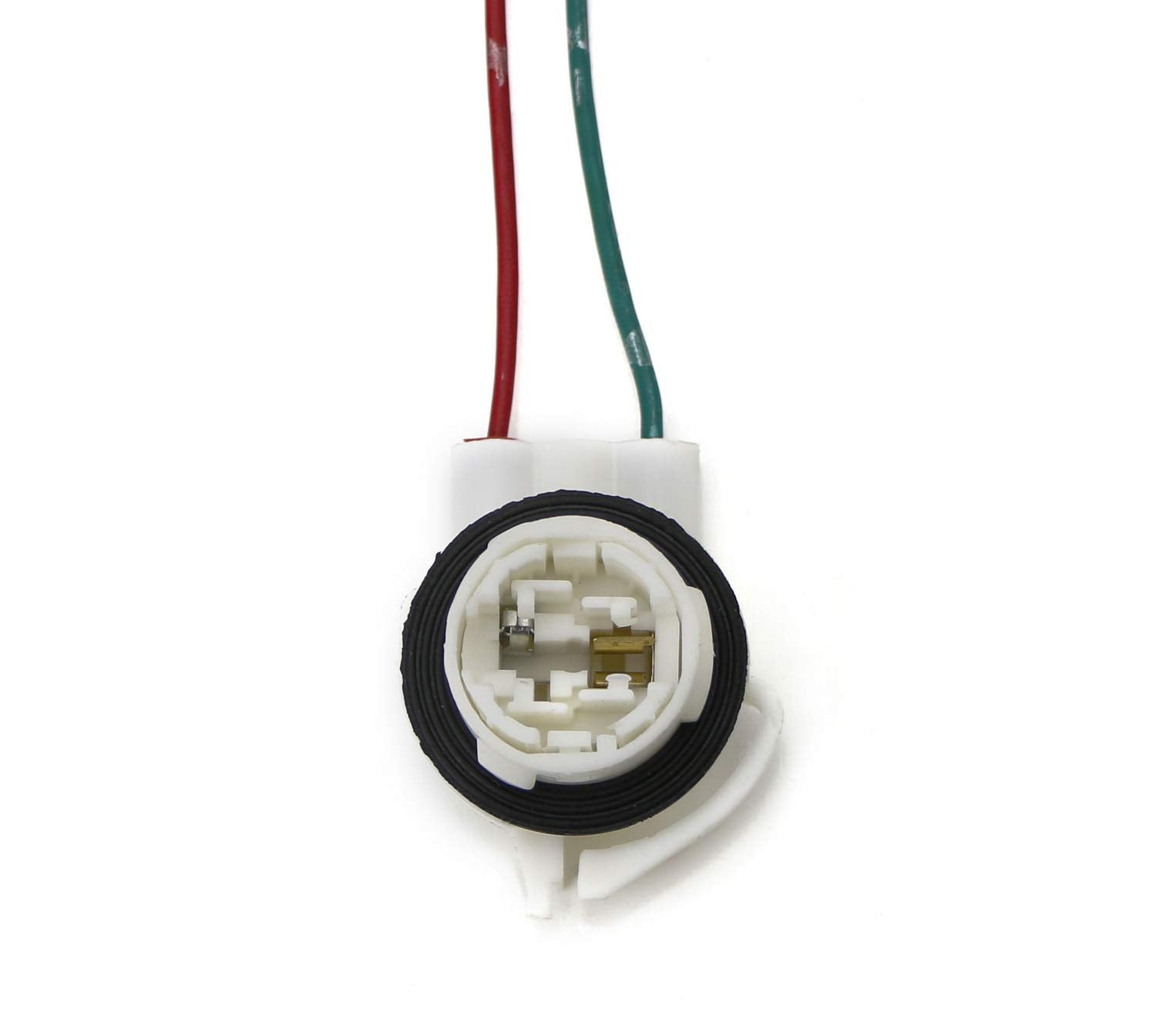 iJDMTOY 2pc White 3156 2-Wire Harness Pre-Wired Sockets As Repair, Replacement, Install LED Bulbs Compatible with Turn Signal Li