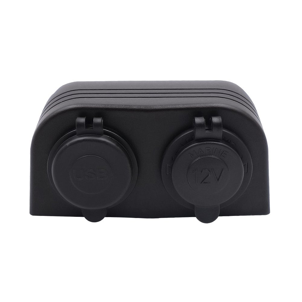 Bluefire Two Hole Tent Type Panel 4.2A Dual Usb Charger + 12V/24V Cigarette Lighter Socket For Car Motorcycle Boat Marine Atv Rv