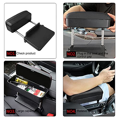 JEYODA Car Armrest Box - Adjustable Grey Plastic Organizer, Model 1864