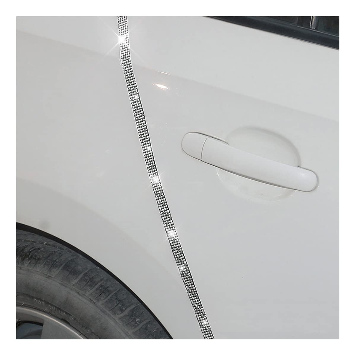 Car Door Edge Guards, 4Pcs Anti-Scratch Bling Crash Bumper Strip Sticker/Protector For Car Door Edge, Handles, Universal For All Cars, Vehicles, Suv, Auto Accessories For Women (Black White/35"X0.4")