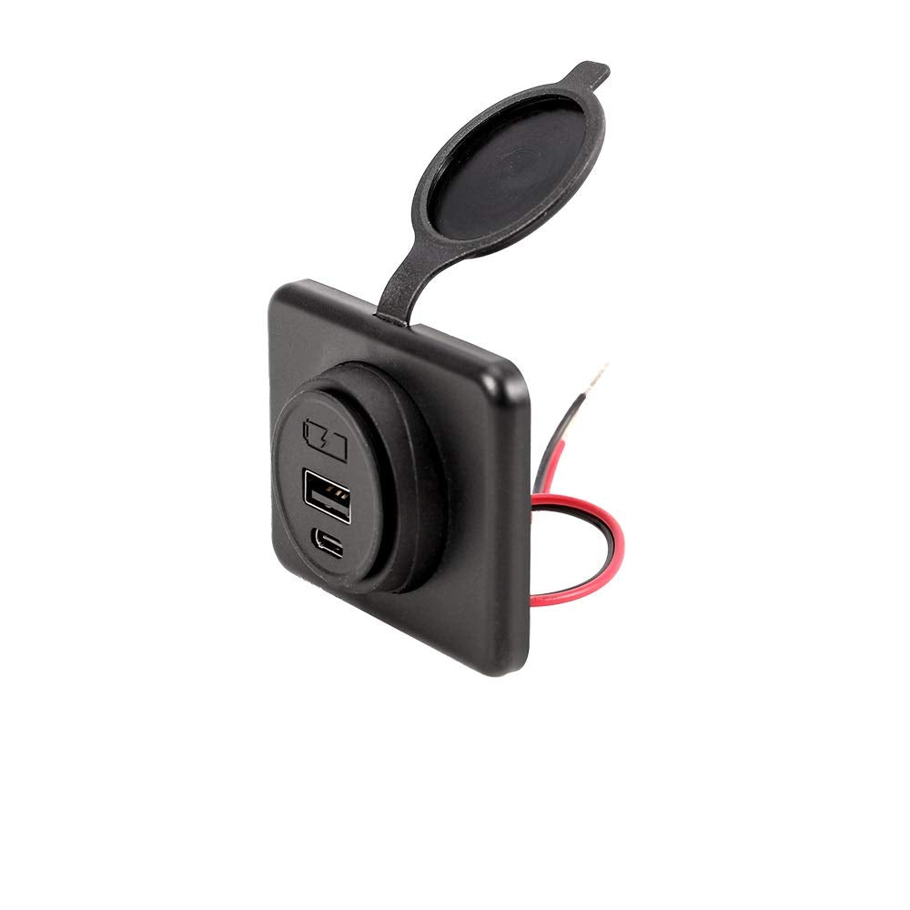 Panel Type C Usb Car Charger Socket Power Outlet With Cap, Damavo Ym1288 Dual Port 12V/24V Quick Car Charger For Cars, Bus, Rv, Boat, Automotive Marine Atv Truck Golf Cart (Surface Mount Installation)