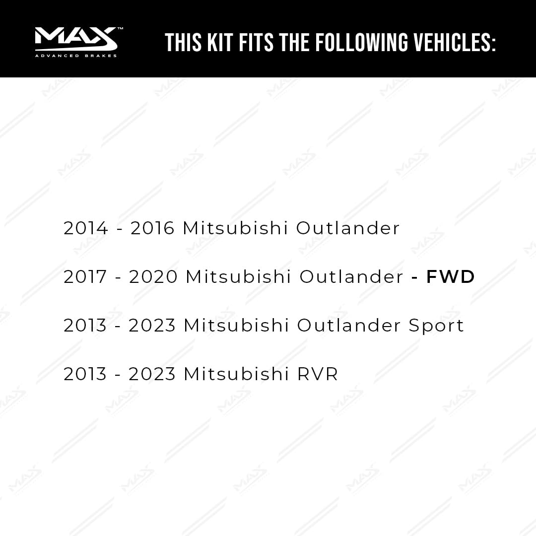 Max Advanced Brakes Rear Brake Kit Compatible With 2014 2015 2016 2017 2018 2019 2020 Mitsubishi Outlander Sport Rvr Replacement