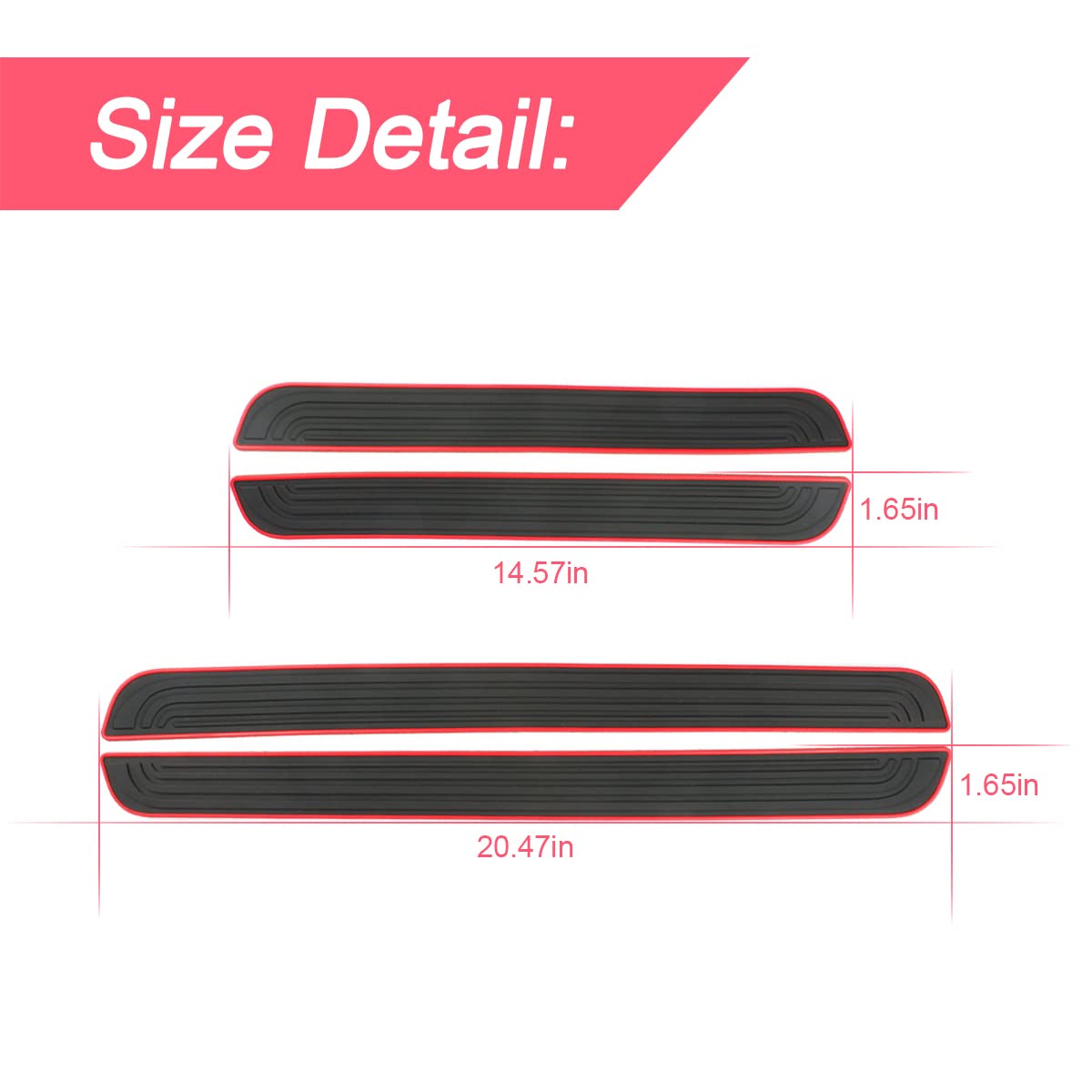 4Pcs Car Door Sill Plate Protectors, Auto Door Entry Guards Sill Scuff Cover Panel Step Protector, Pvc Rubber Anti-Scratch Front Rear Door Pedal, Car Accessories For Most Vehicles (Black/Red)