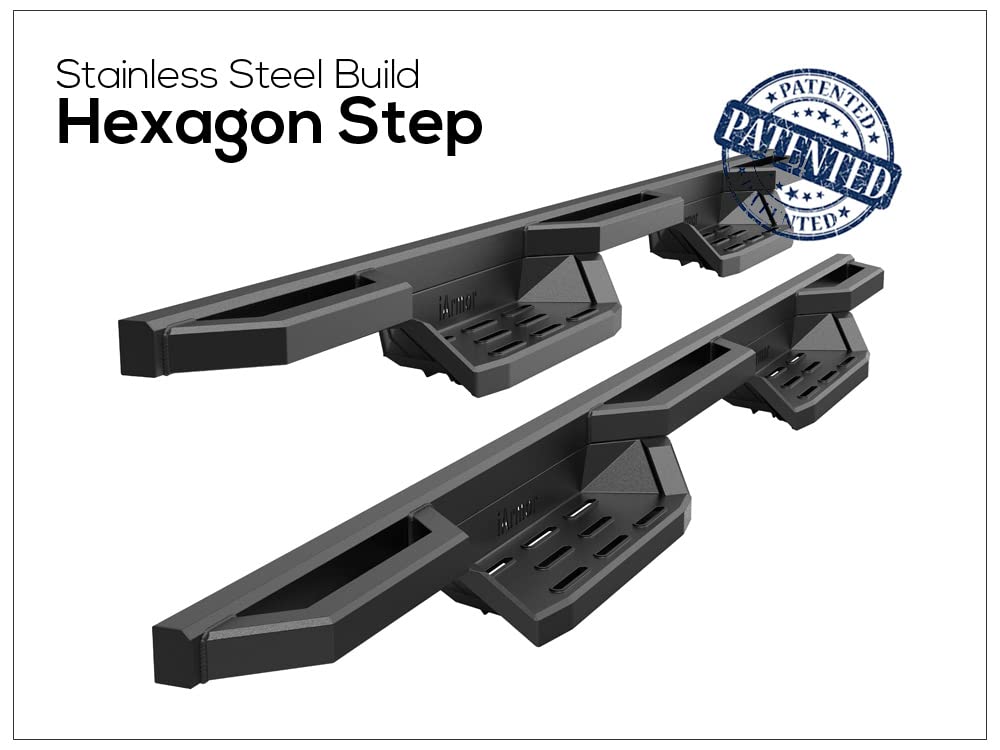 APS Stainless Steel Pocket Steps Running Boards for Ram 1500 2009-2018 & Ram 2500/3500 2010-2024, Black, Model IA-DS57208