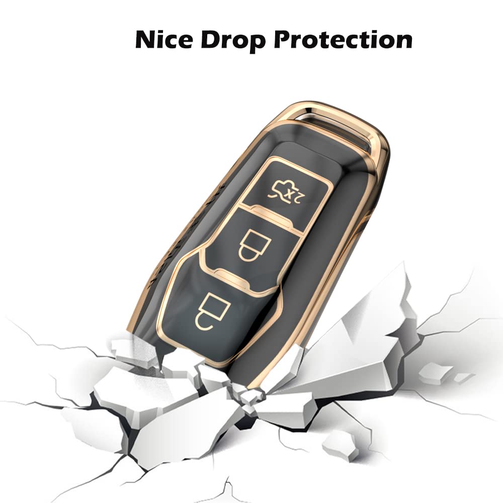 K Lakey Key Fob Cover,Compatible With Ford 5 Buttons Fusion Explorer Escape Edge Mustang F150 F250 F350 F450 F550 Lincoln Mkz Mk