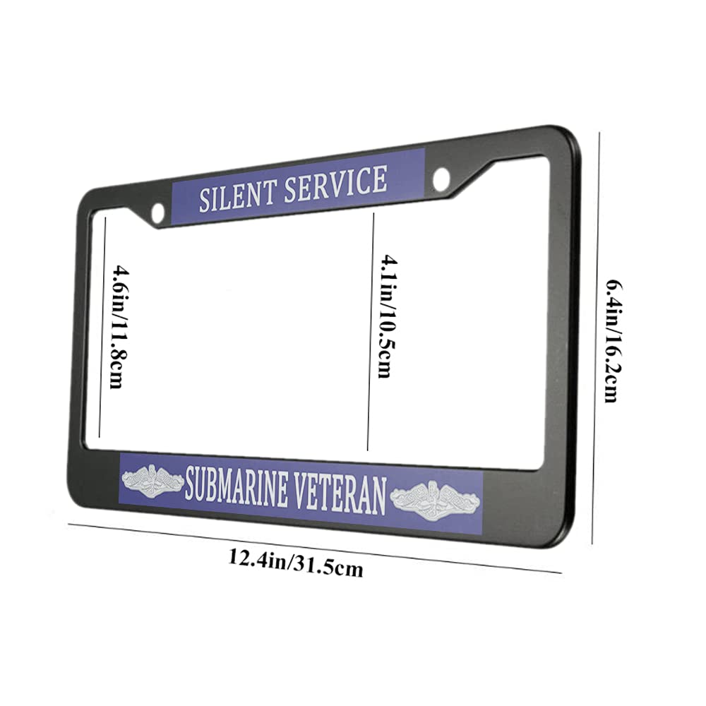 Ofloral Silent Service Sub Veteran Aluminum Alloy License Plate Frame White Dark Blue Applicable To Us Standard Car Metal Car Ta