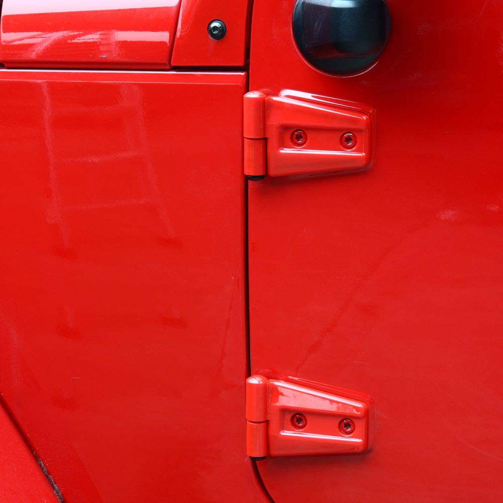 Cherocar Door Hinge Covers Protector Red Kit Fits For Jeep Wranlger Unlimited Rubicon Sahara Sports Accessories 2007-2018 Jk Jku