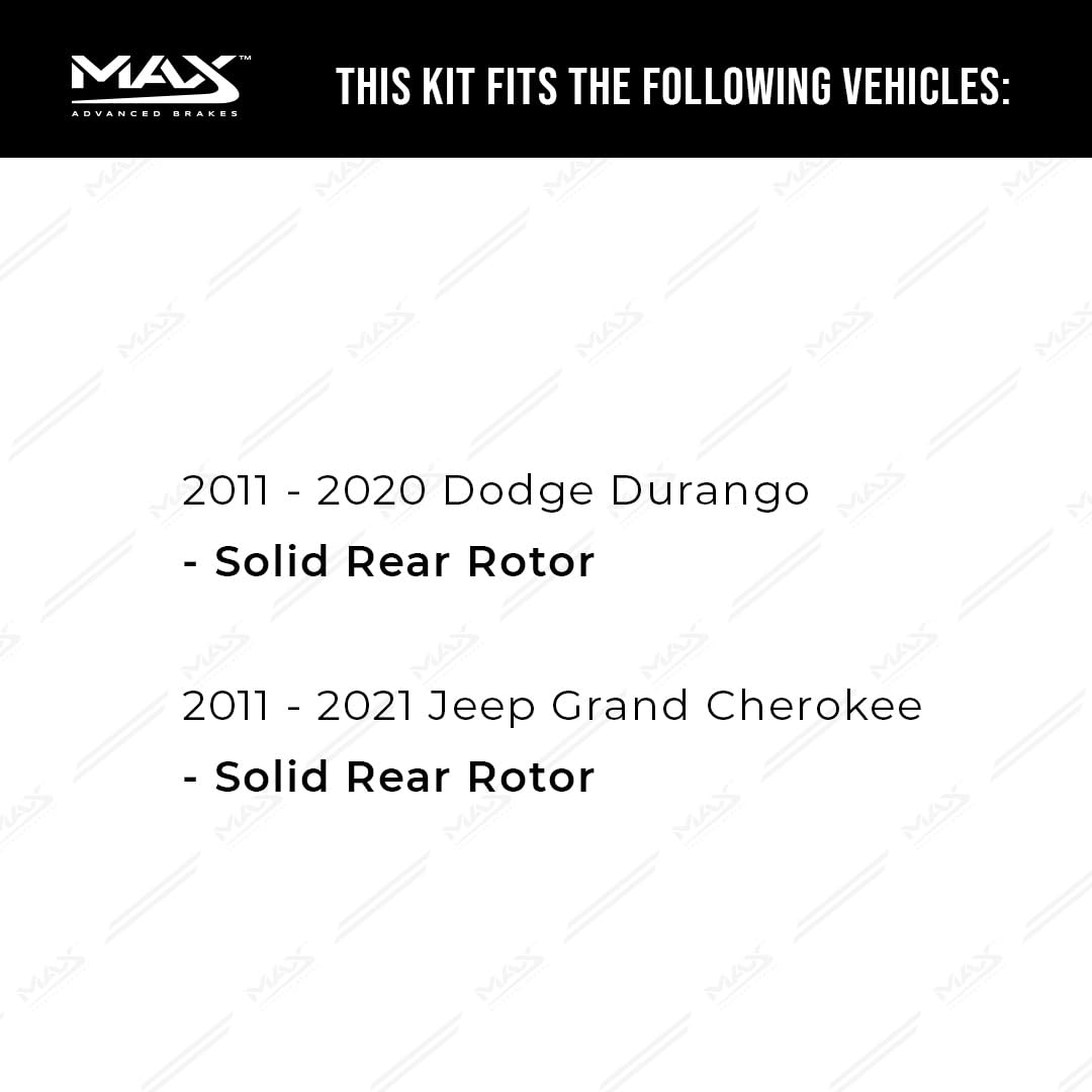 Max Advanced Brakes Rear Brake Kit Compatible With 2011-2014 2015 2016 2017-2021 Dodge Durango W/Soild Rear Rotor Replacement Ge