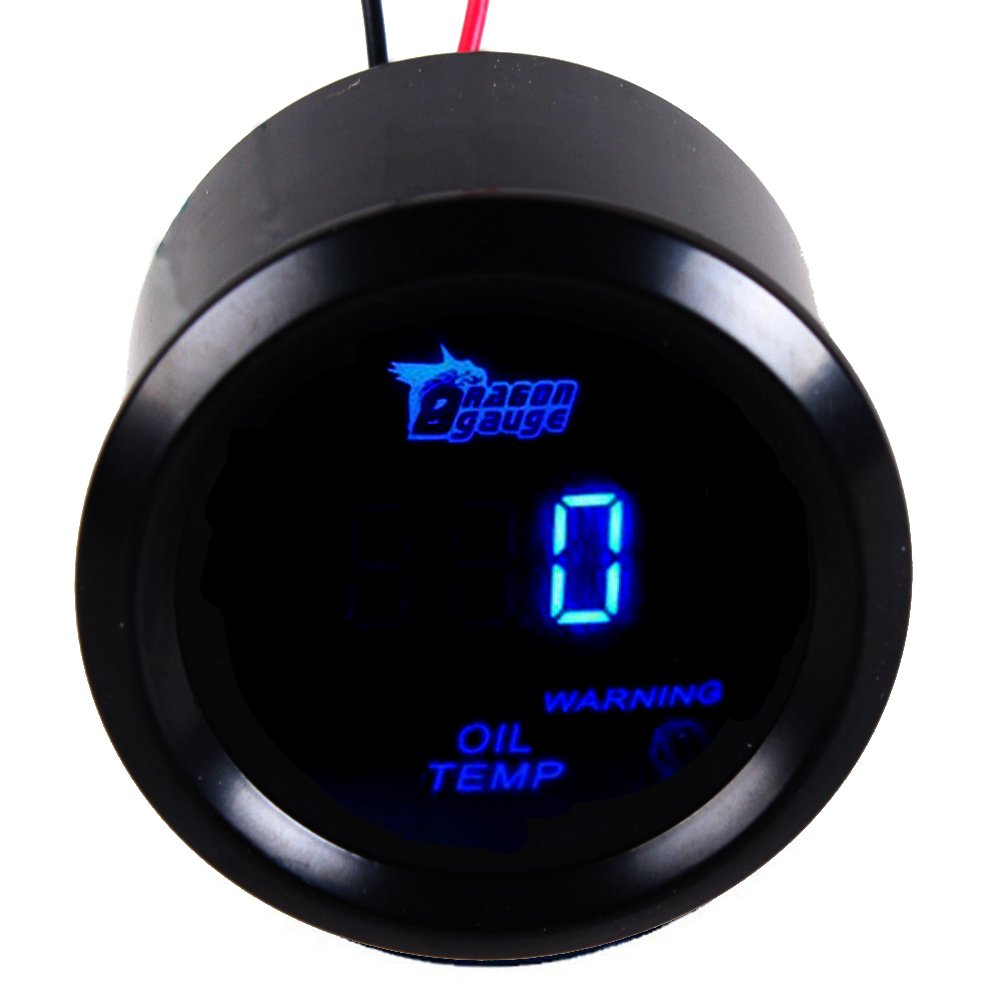 Esupport Car 2'' 52Mm Digital Oil Temp Gauge Blue Led Light Temperature Meter Automotive