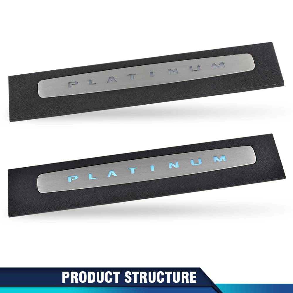 PIT66 LED Door Sill Plate Set for 2017-2022 Ford F250 F350 F450 F550, Black ABS Plastic, Crew Cab Compatible