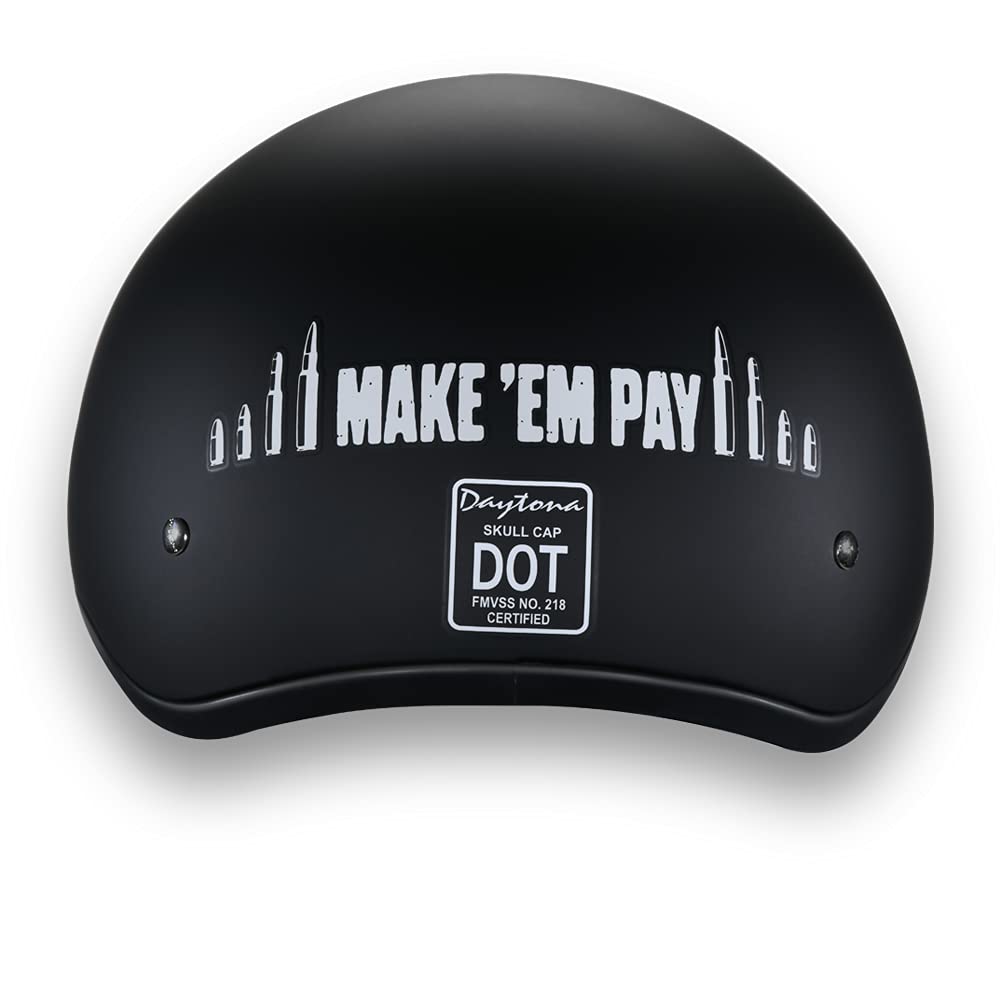 Daytona Helmets Half Skull Cap Motorcycle Helmet - Dot Approved [Make 'Em Pay] [S]