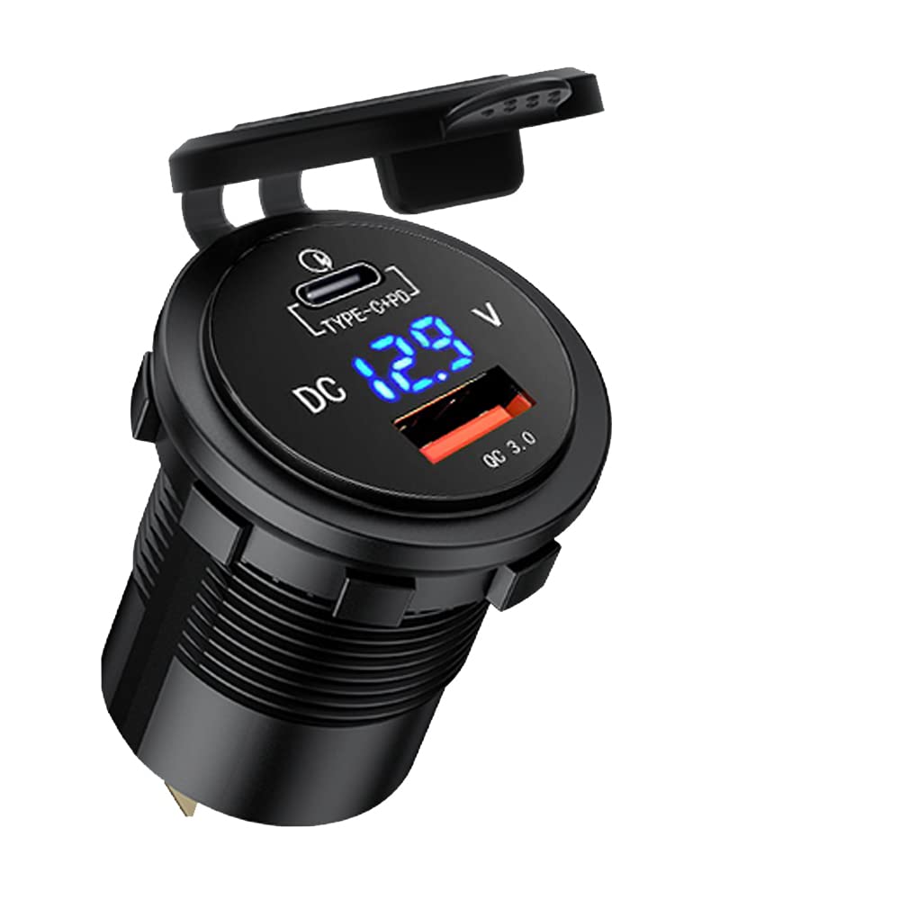 Gemcoo 63W Usb C Car Charger Socket, 45W Pd Outlet 18W Quick Charge 3.0 Usb Charger Socket, Usb Cigarette Lighter Socket With Le