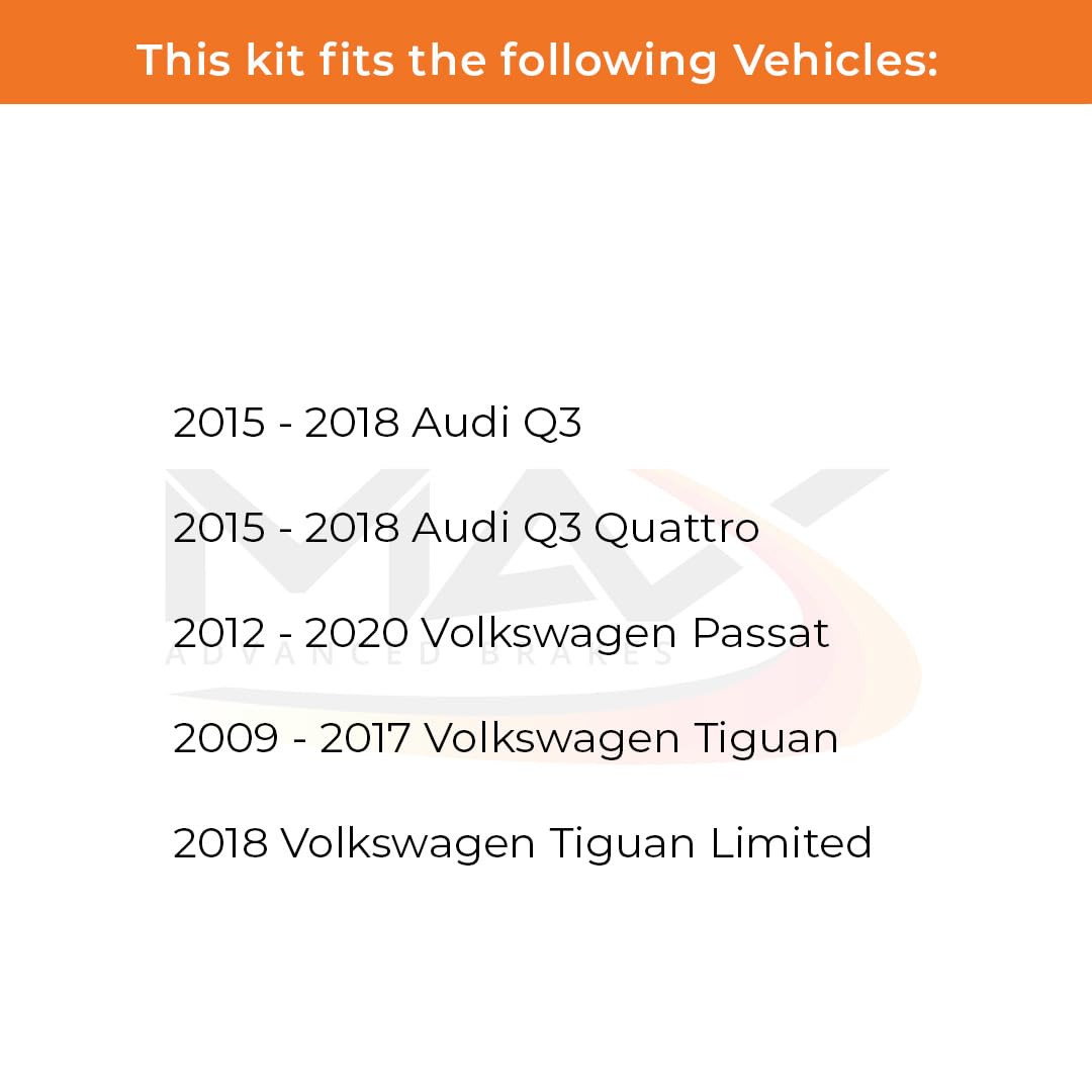 Max Advanced Brakes Front Brake Kit Compatible With 2012-2014 2015 2016 2017 2018 2019 2020 Vw Passat Tiguan Limited Replacement
