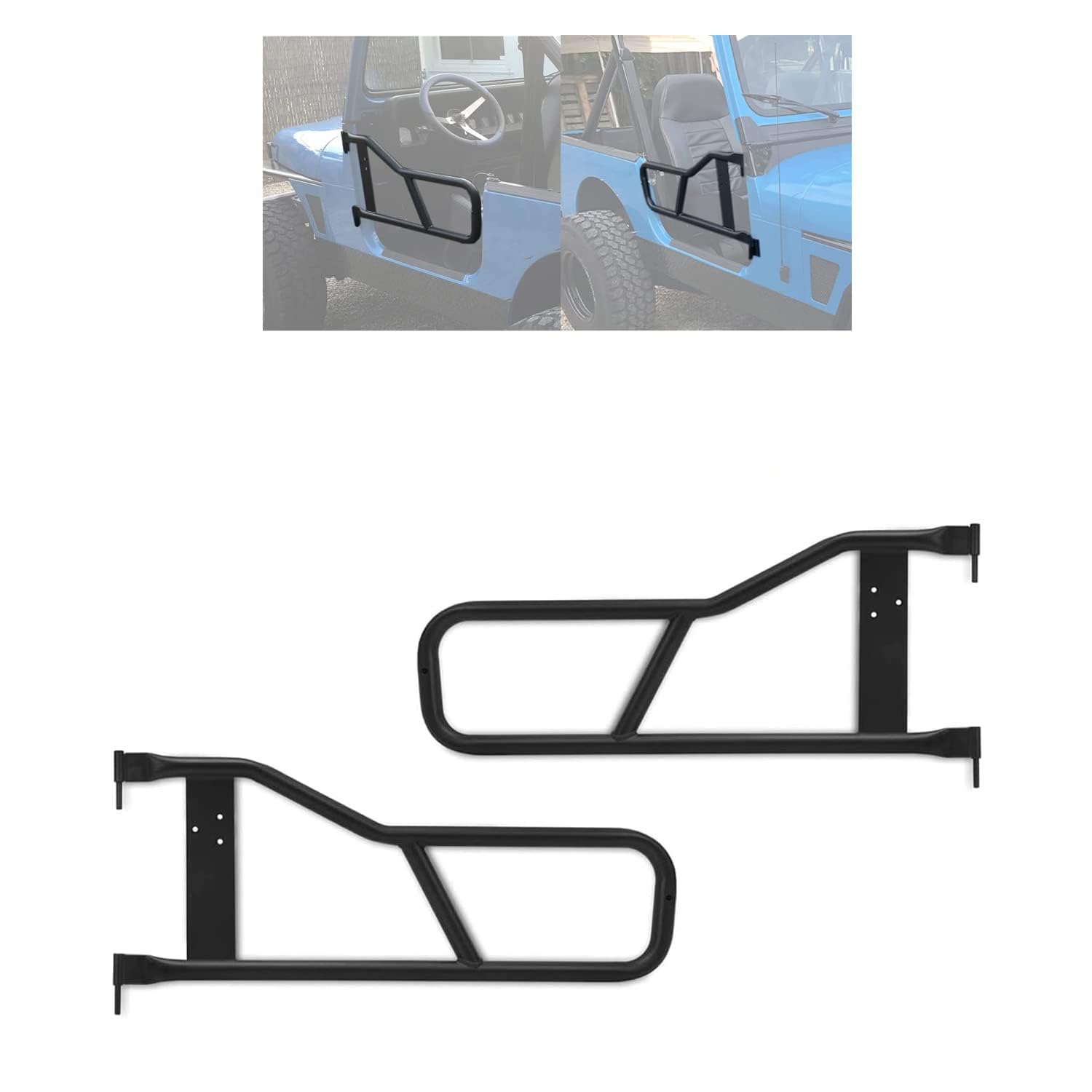ECOTRIC Tubular Half Doors for 1987-2006 Jeep Wrangler YJ TJ, Steel, Black, Large, Model AM-155
