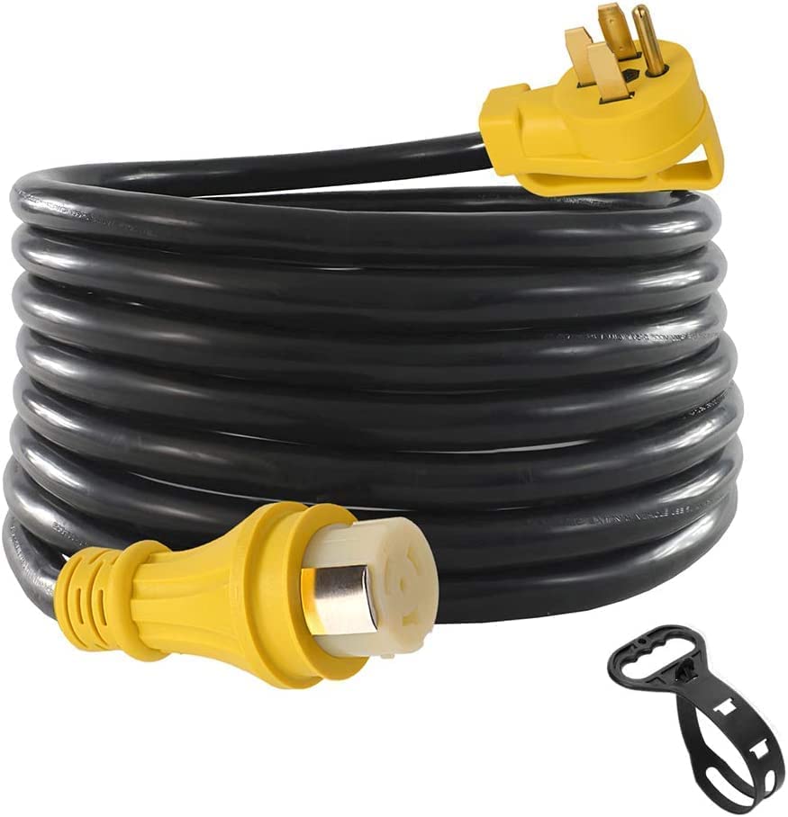 S7 50Ft 50Amp Stw Heavy Duty Rv Extension Cord With Additional Ring,14-50P Male And Ss2-50R Twist-Locking Female,6Awg/3C + 8Awg/