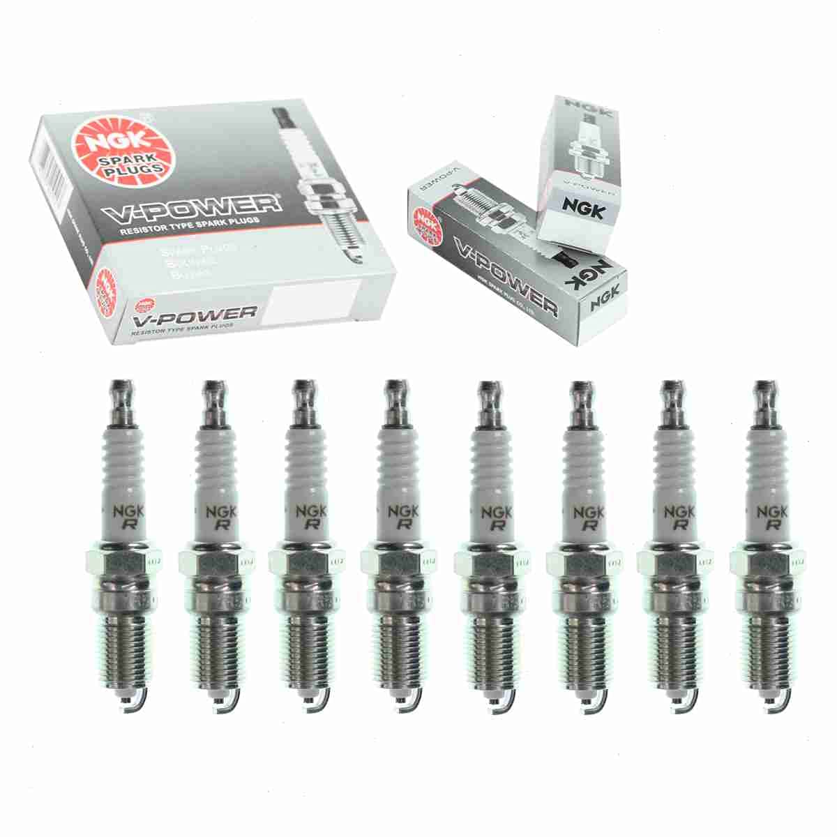 8 pc NGK V-Power Spark Plugs compatible with Cadillac Escalade 5.3L 5.7L 6.0L 6.2L V8 1999-2014